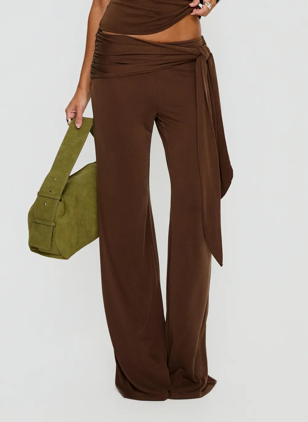 Katiana Wrap Jersey Pants Brown