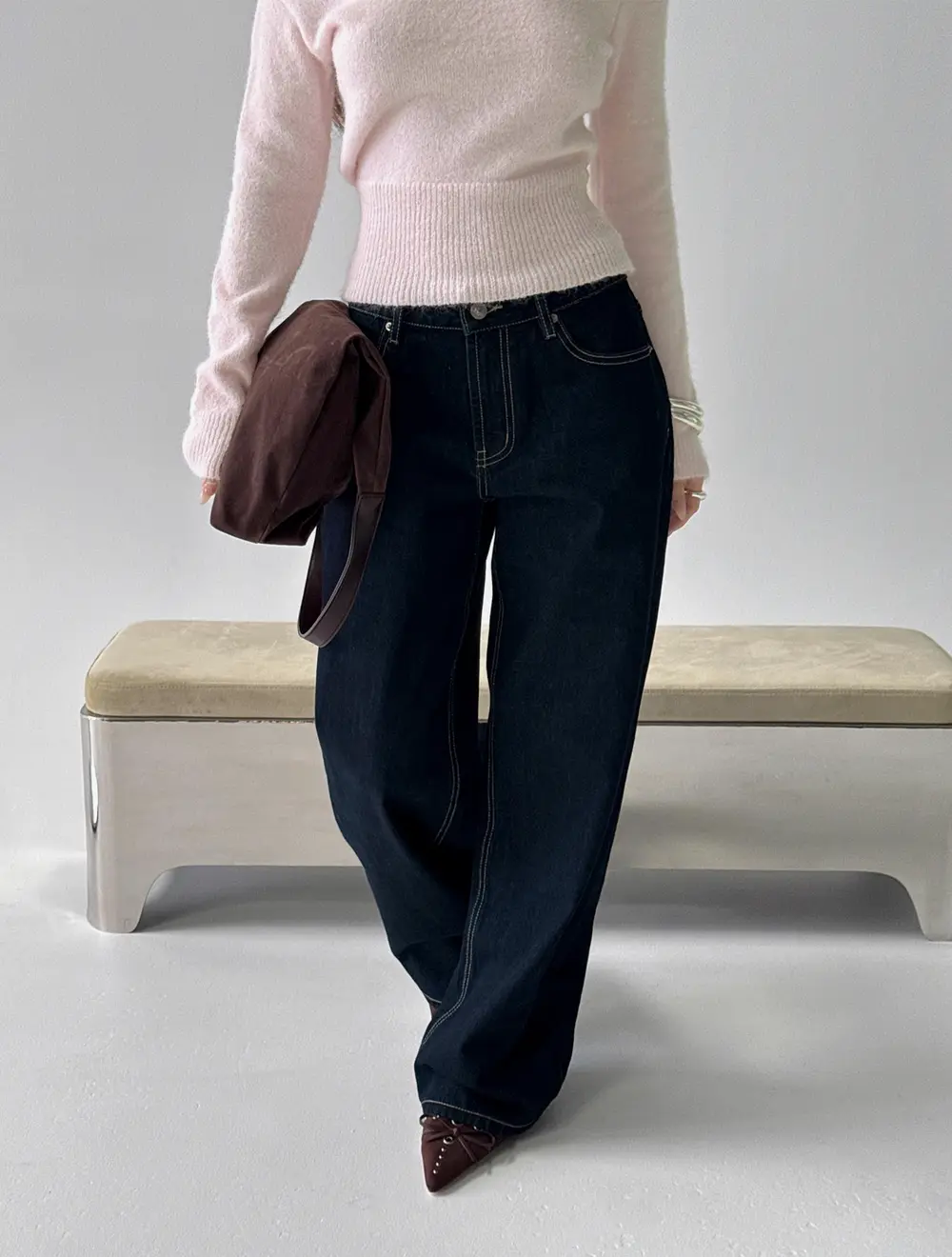 Serenitia Mid Rise Relaxed Jeans Dark Raw Wash