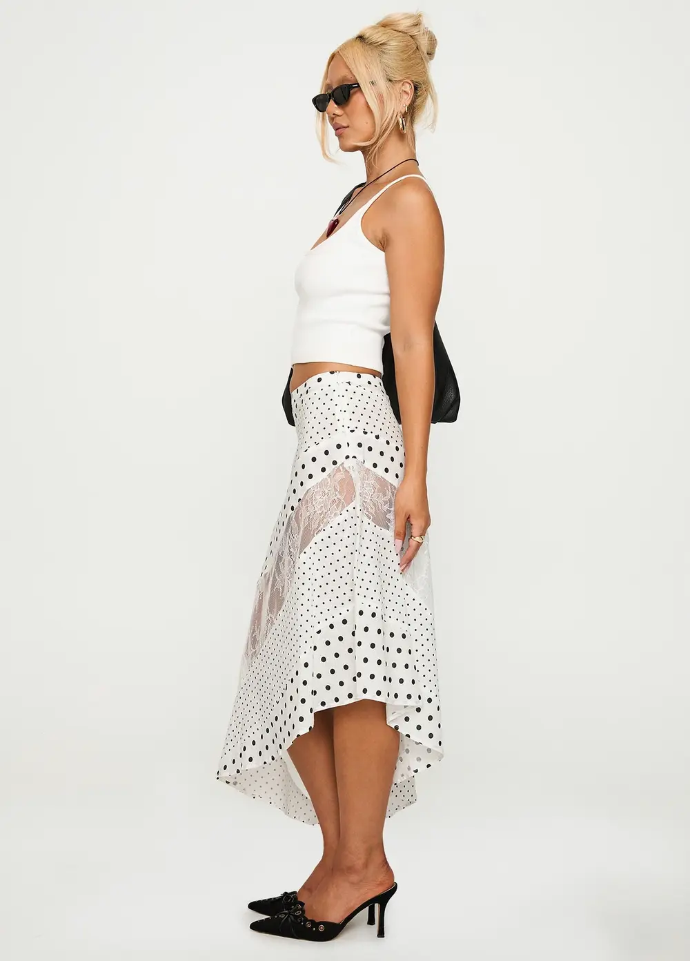 Rennar Maxi Skirt White / Polka Dot