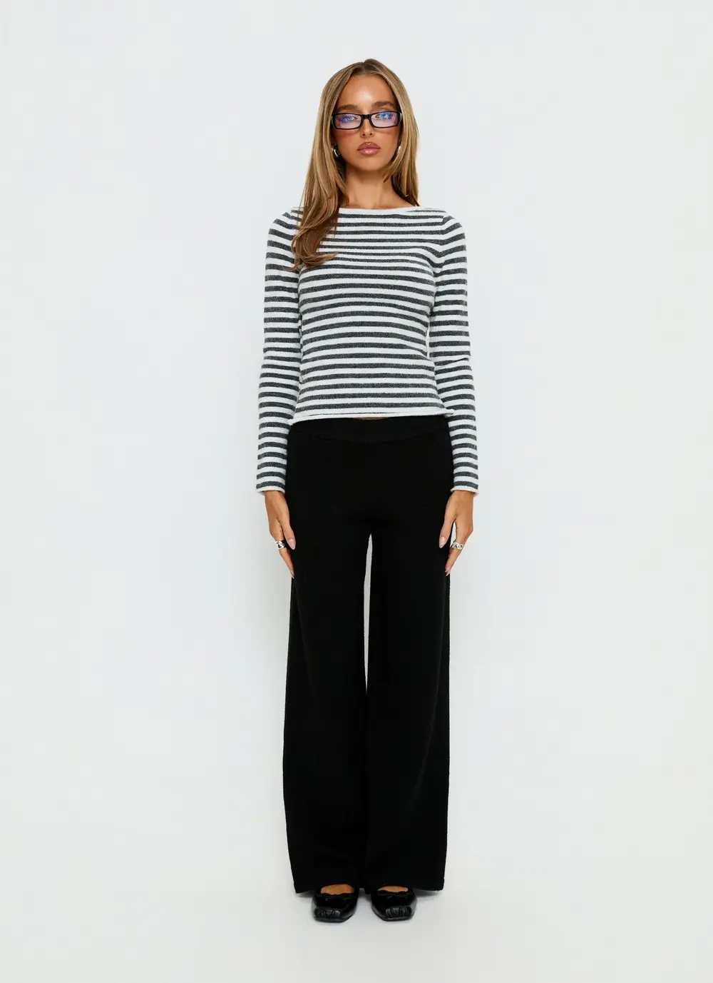 Bekki Wide Leg Knit Pant Black