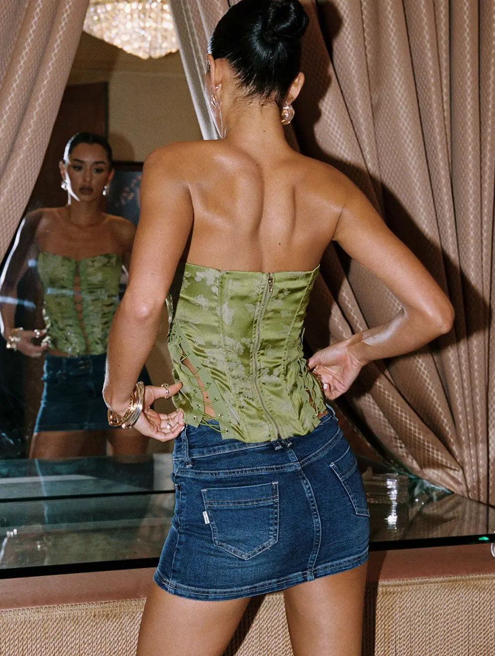 Faya Low Rise Denim Mini Skirt Dark Blue