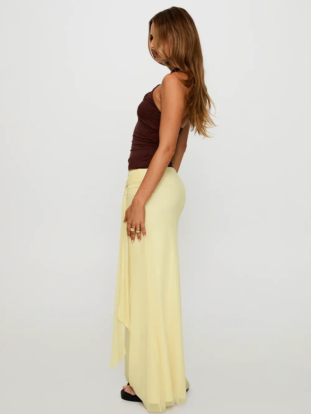 Caviar Tie Maxi Skirt Lemon