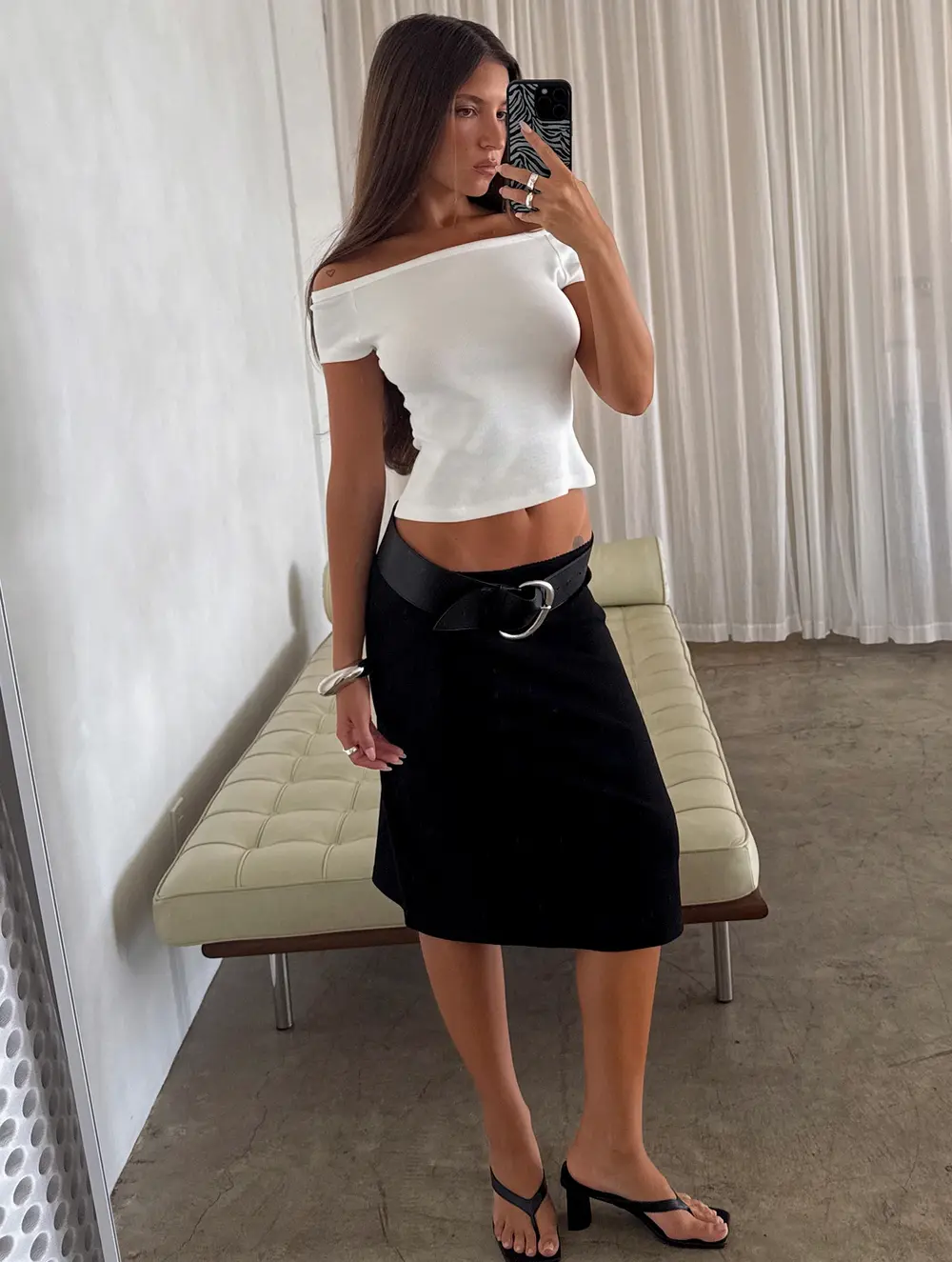 Baseline Rib Midi Skirt Black