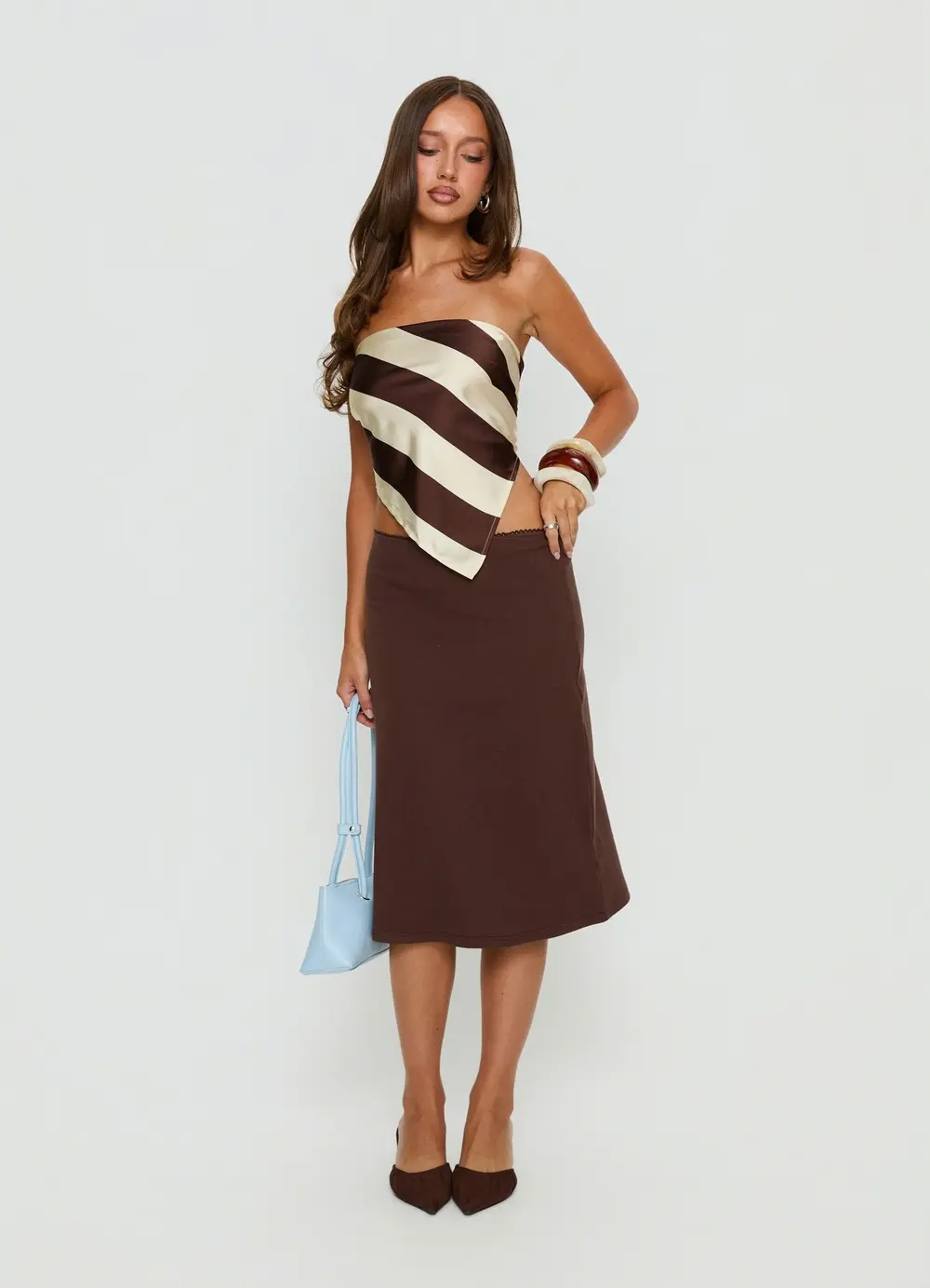 Baseline Rib Midi Skirt Chocolate