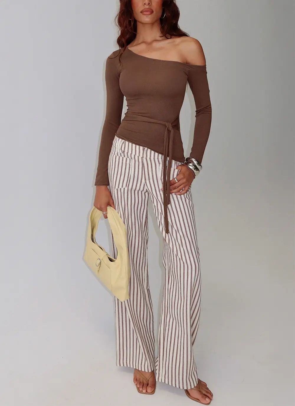 Vendi Low Rise Pant Brown Stripe