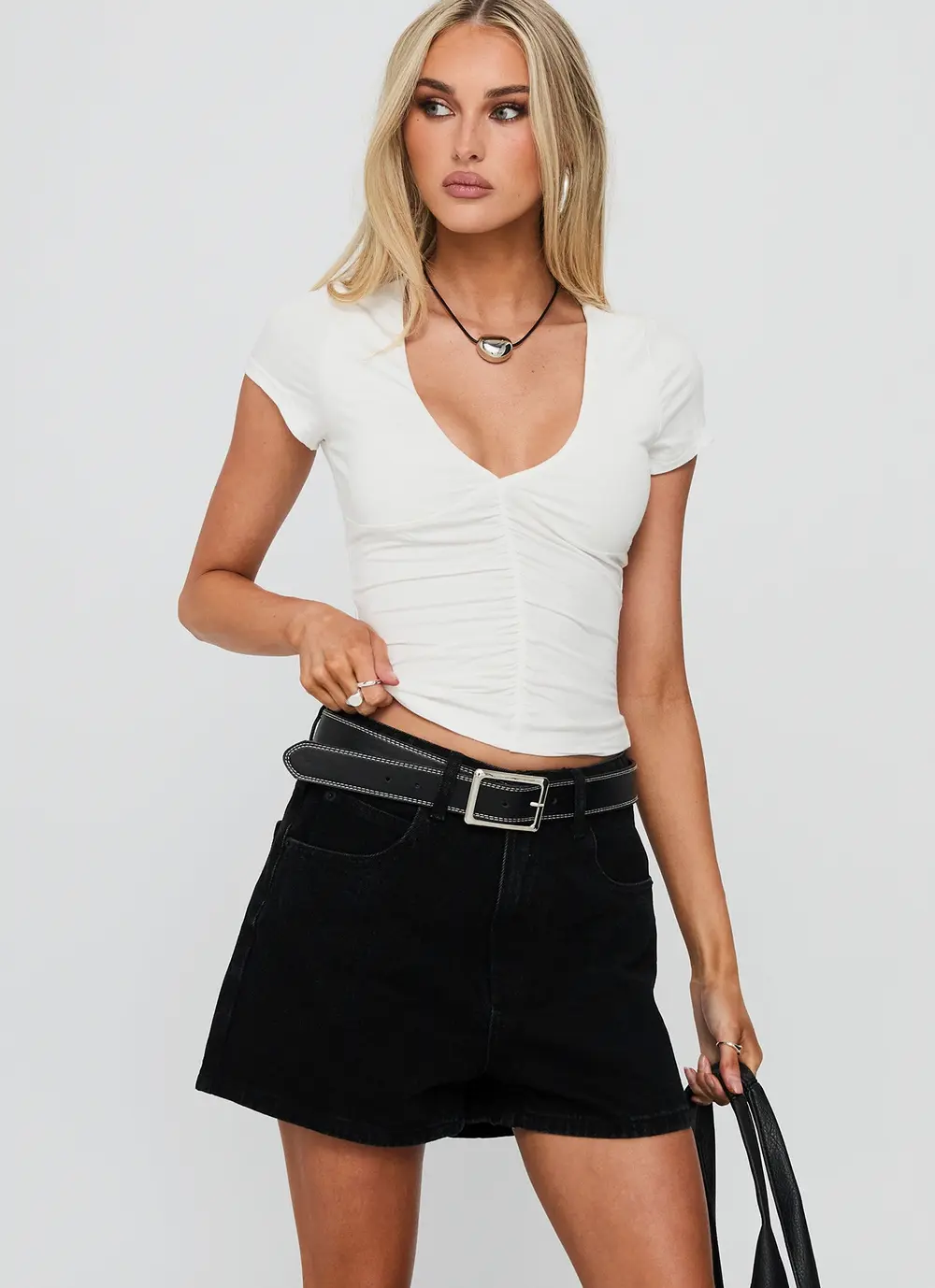 Tropicana Denim Shorts Washed Black