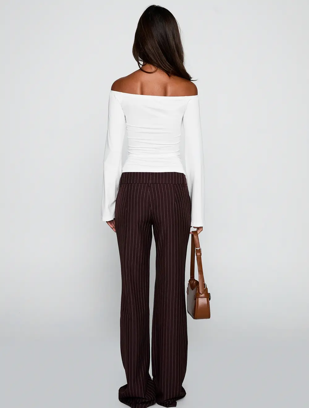 Kinkirk Flared Pants Brown Pinstripe