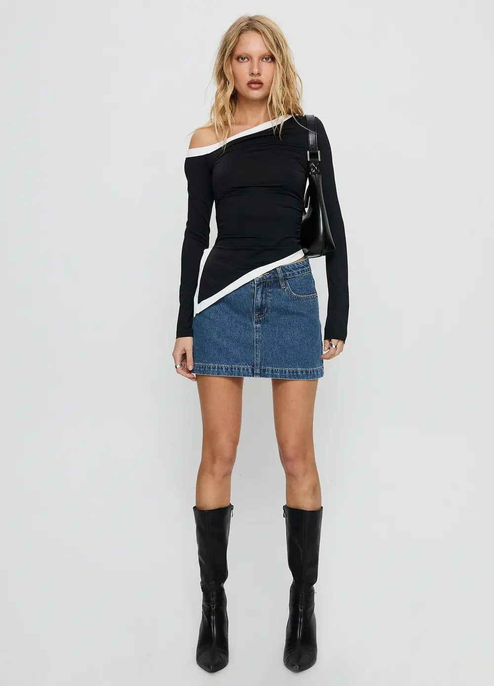 Nickei Denim Mini Skirt Mid Wash