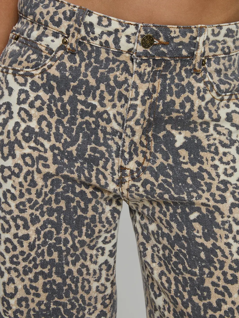 Top Model Low Rise Straight Leg Jeans Leopard Fade