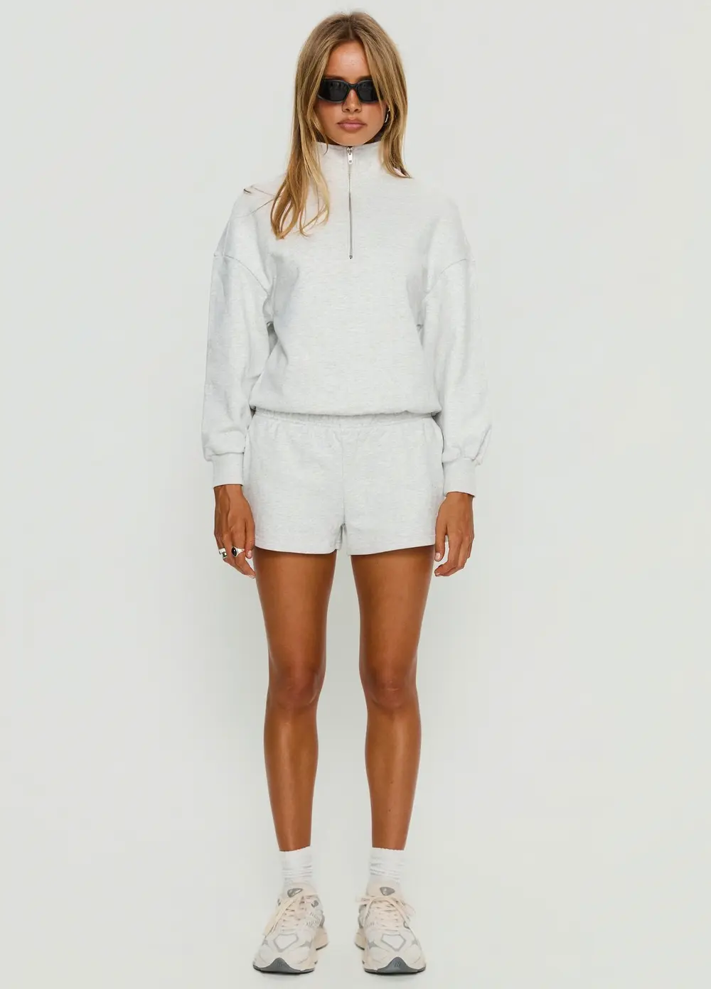 Haelie Fleece Shorts Grey Marle