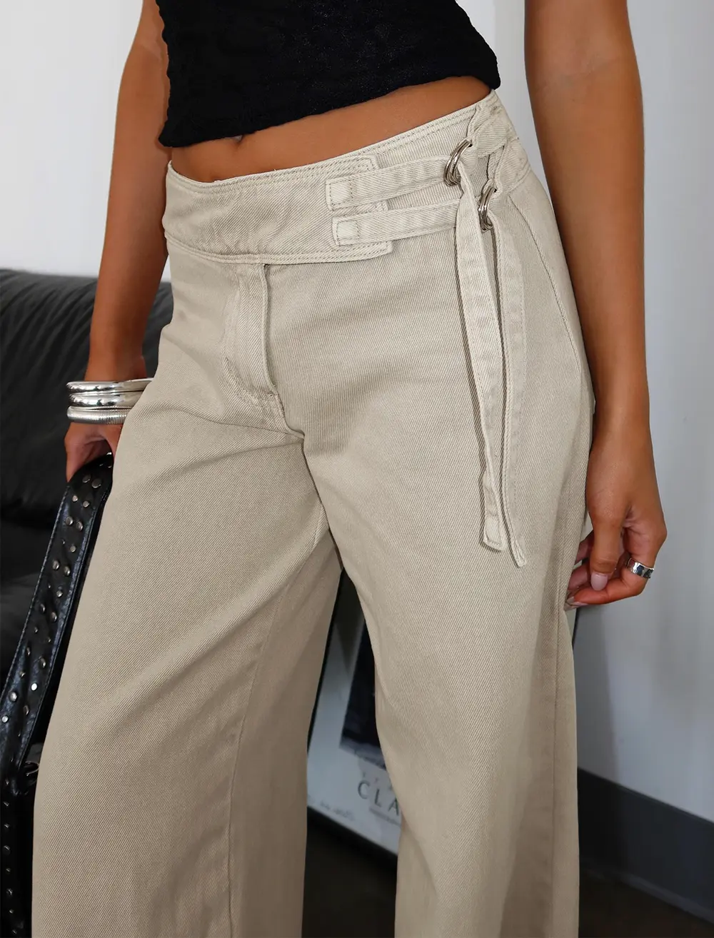 Boxie Mid Rise Wide Leg Jeans Washed Green