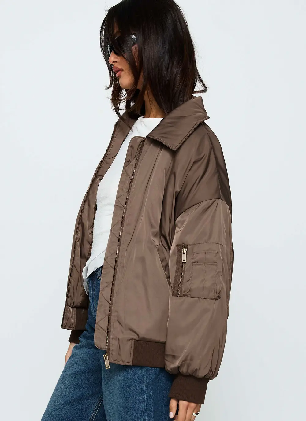 Say Less Bomber Jacket Dark Brown