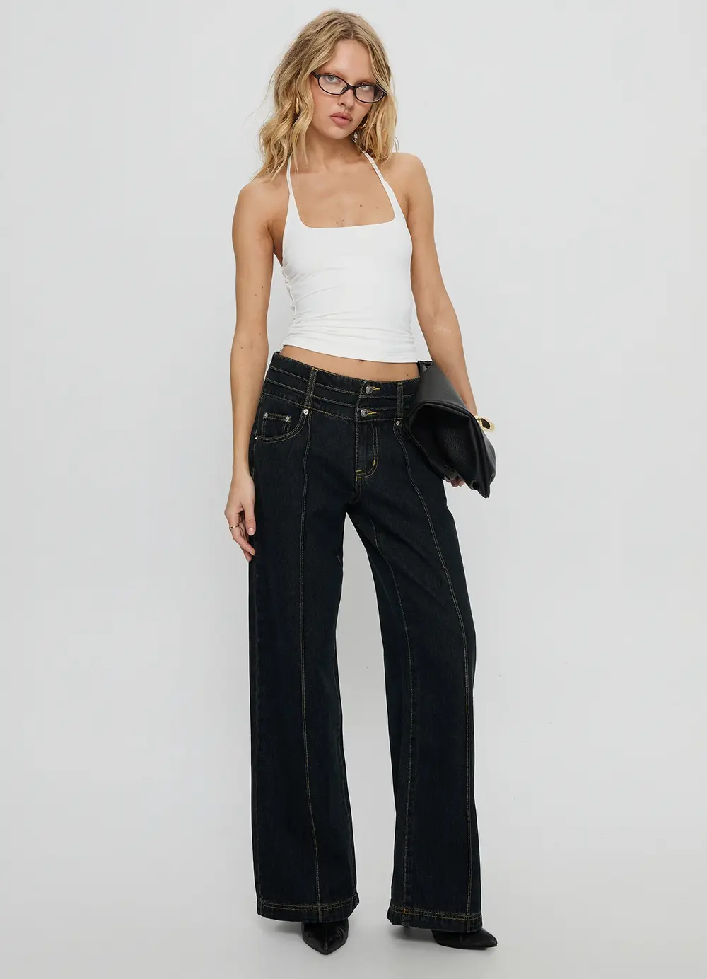 Hannalee Low Rise Wide Leg Jeans Grunge Wash