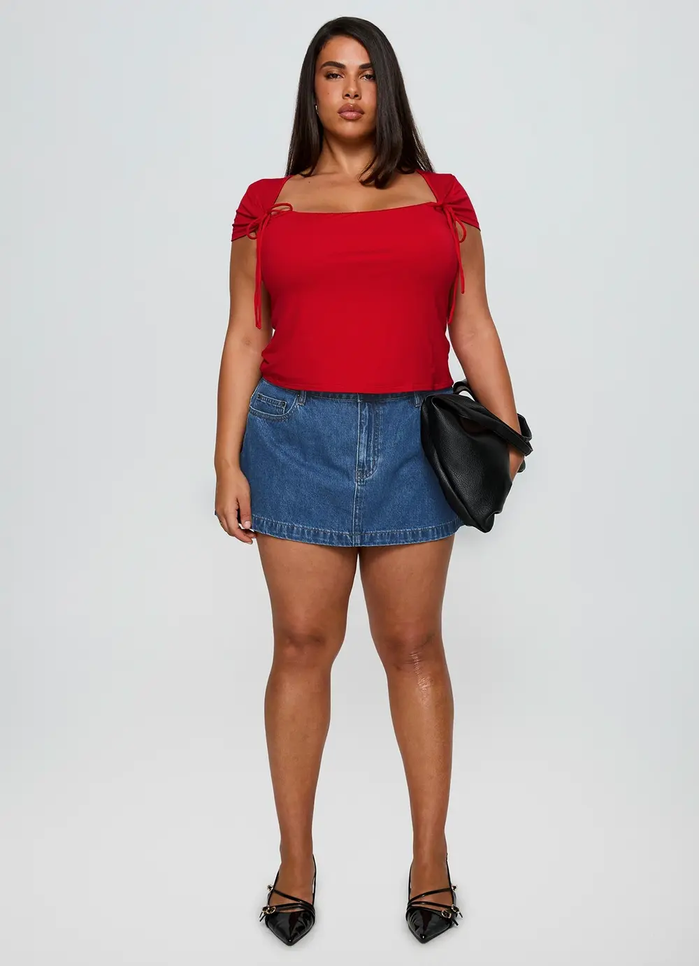Nicolina Low Rise Denim Mini Skirt Light Wash Curve