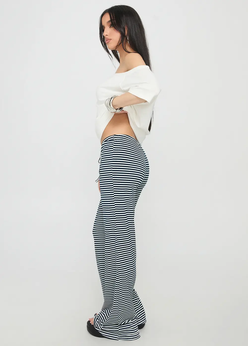 Alfreda Jersey Pants Navy Stripe