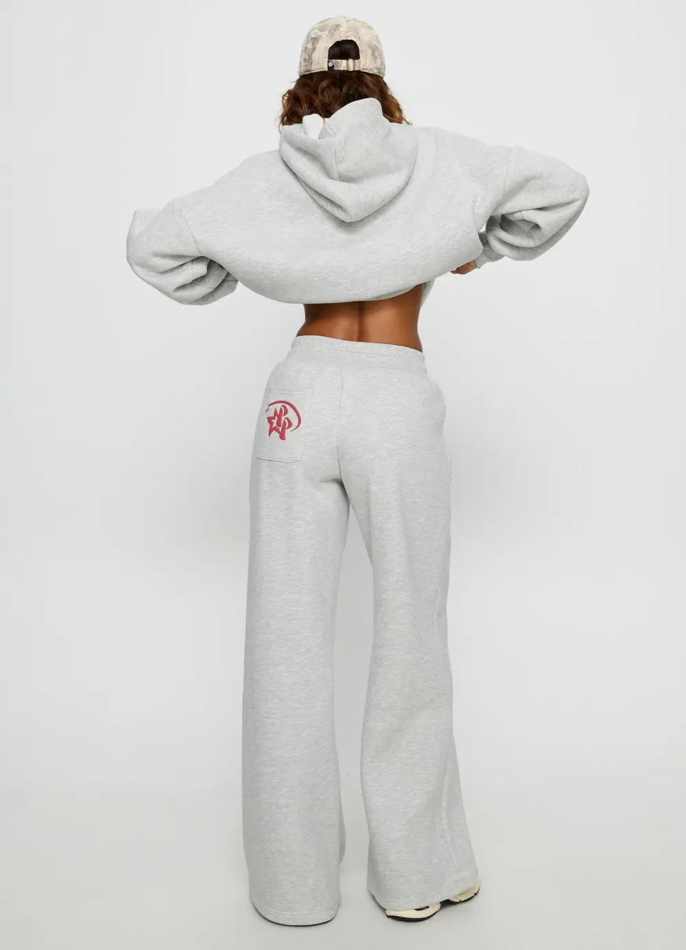 Princess Polly Stargirl Wide Leg Sweat Pants Grey Marle