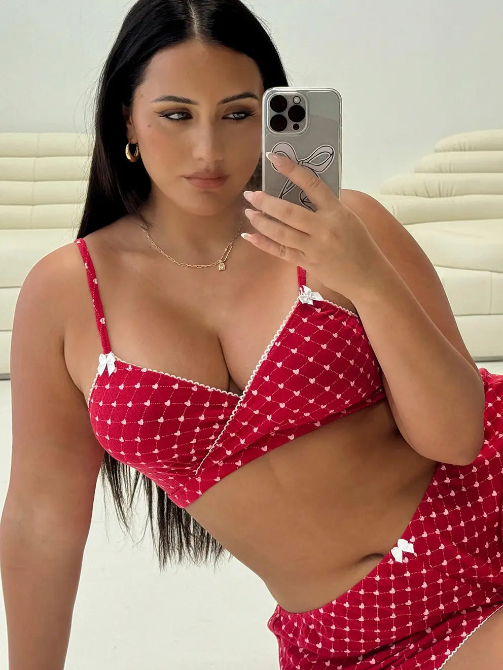 Slumber Pointelle Sleep Bralette Red Curve