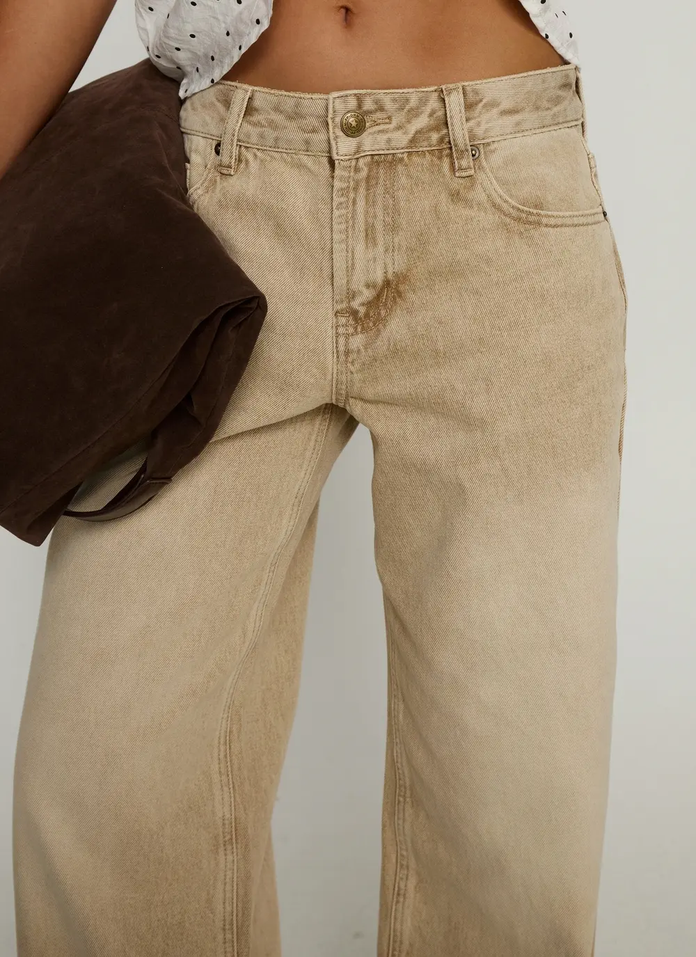 Serenitia Mid Rise Relaxed Jeans Sandy Brown Wash