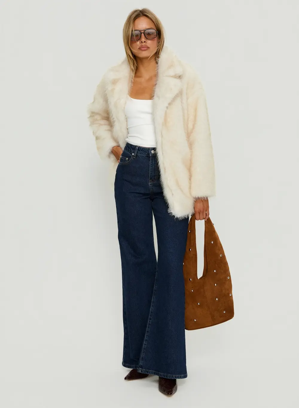 Clova Faux Fur Coat White