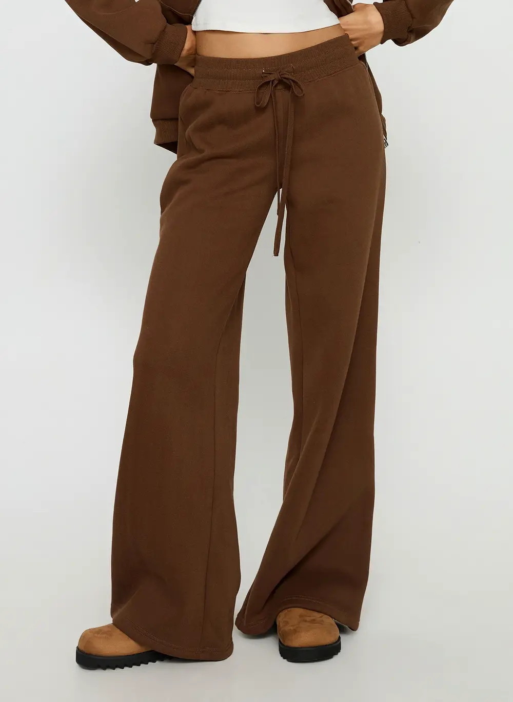 Princess Polly Stargirl Wide Leg Sweat Pants Brown