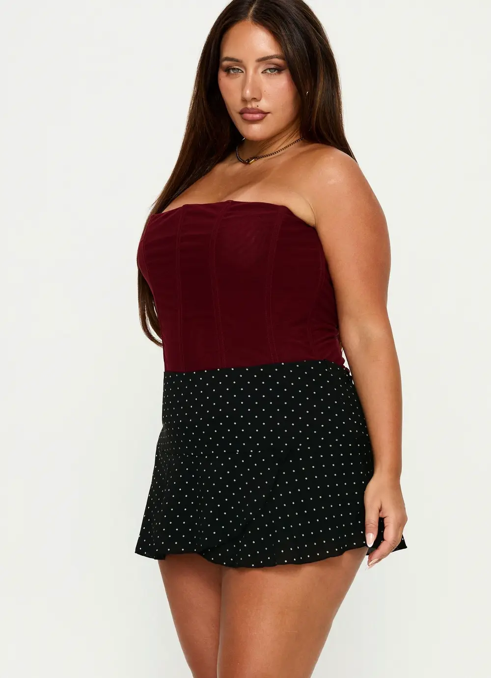 Sonsie Mini Skirt Black / White Polka Curve