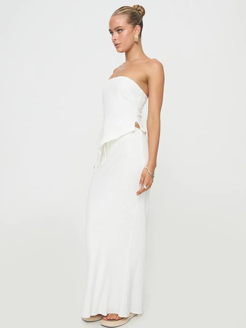 Mercer Linen Blend Maxi Skirt White