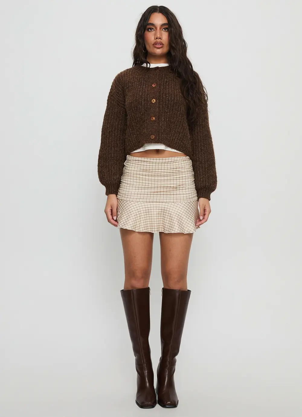 Celebrations Mini Skirt Beige Check