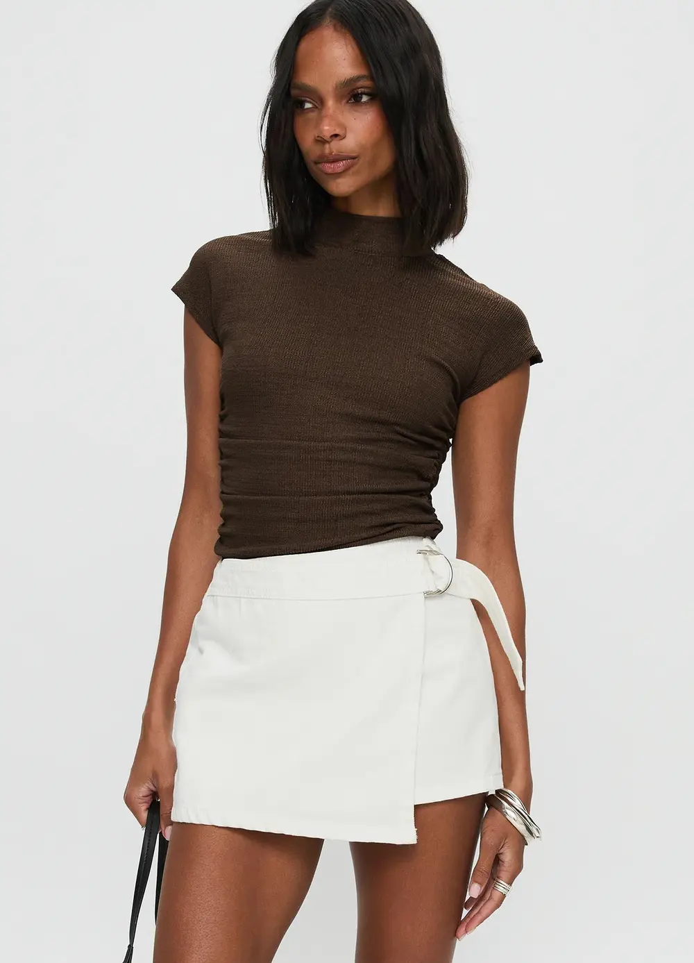 Elinora Wrap Mini Skirt White