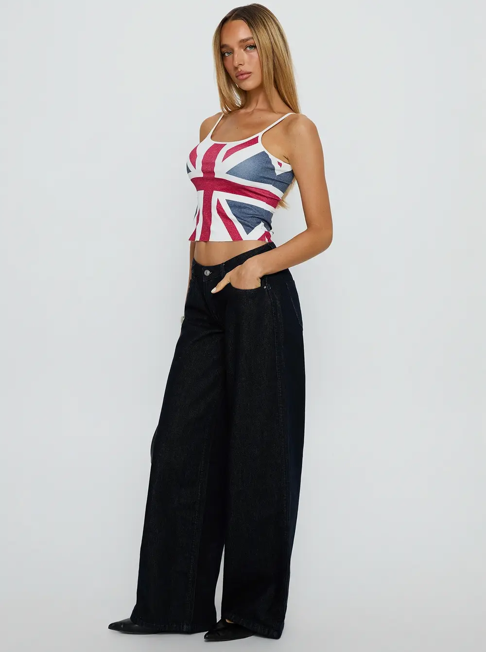 Ramos Low Rise Wide Leg Jeans Raw Indigo Blue