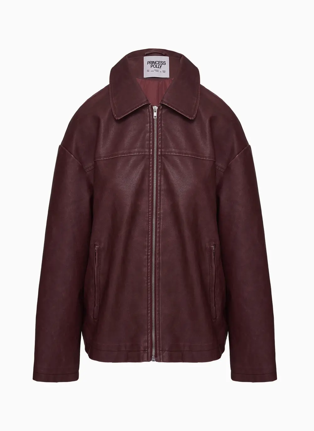 Napoleon Faux Leather Jacket Burgundy