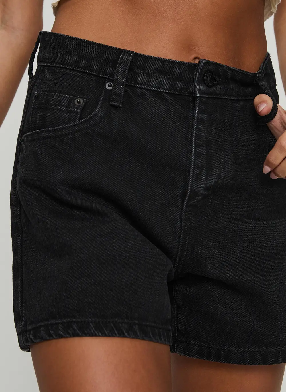 Saldana Shorts Washed Black Denim