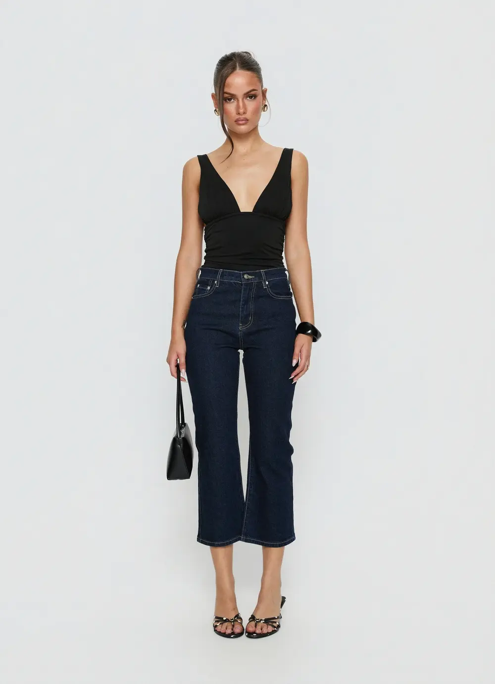 Cindee High Rise Cropped Jeans Raw Indigo