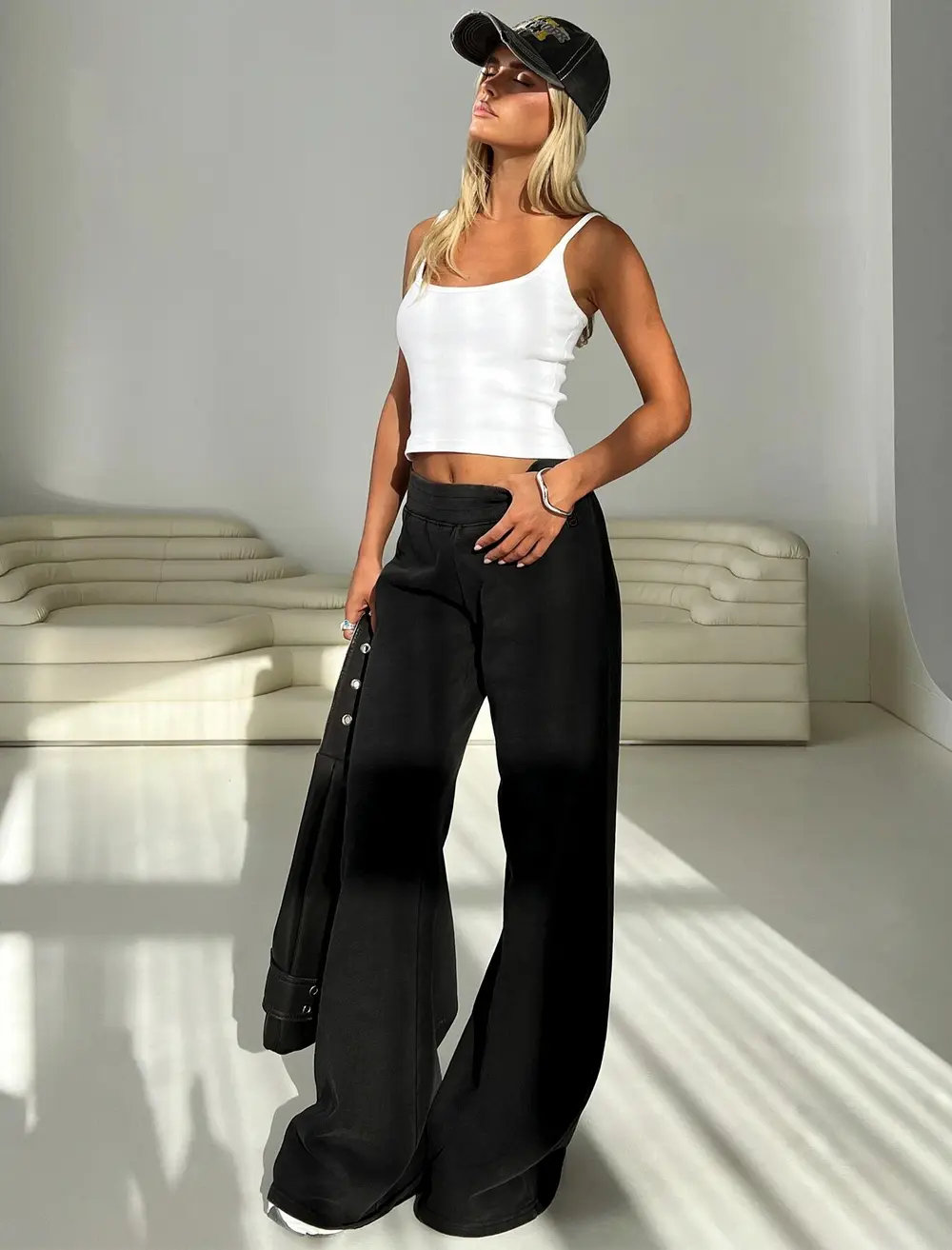 Summits Flared Track Pants Washed Black