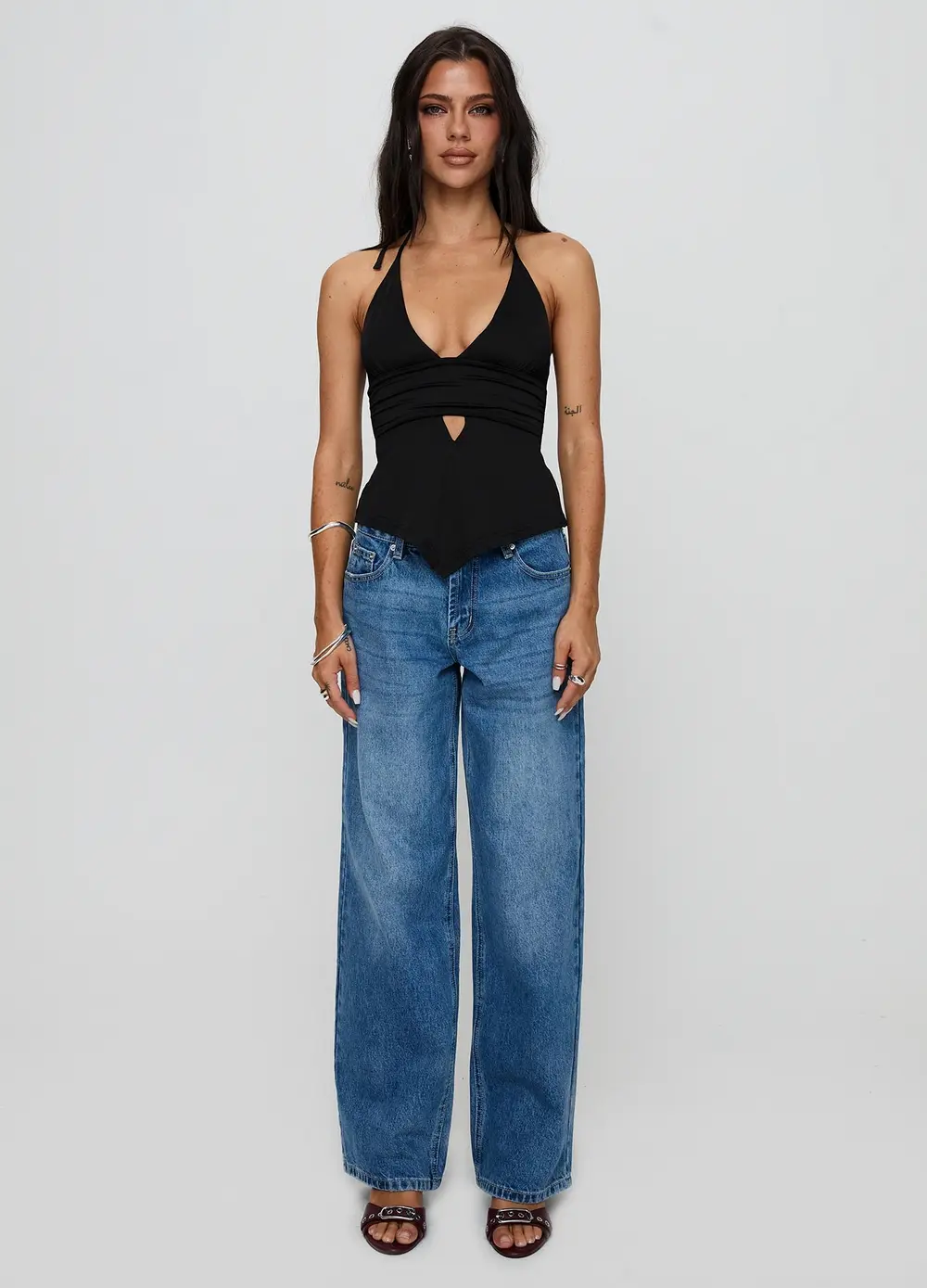 Serenitia Mid Rise Relaxed Jeans Mid Blue Wash Petite