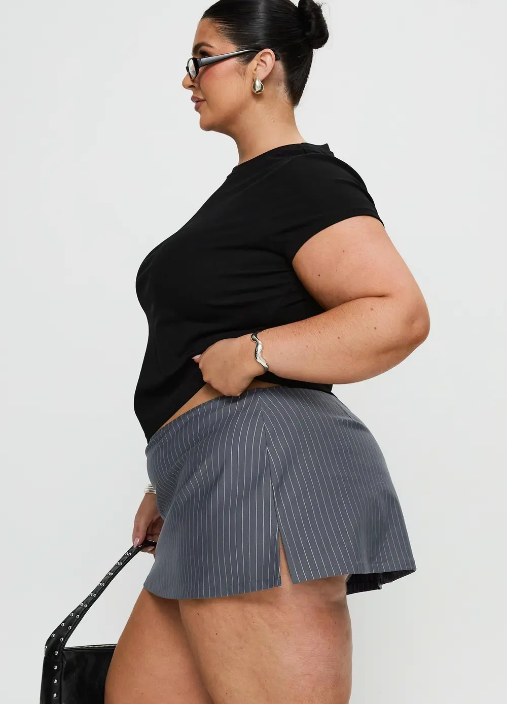 Can't Sleep Skort Charcoal Stripe Curve