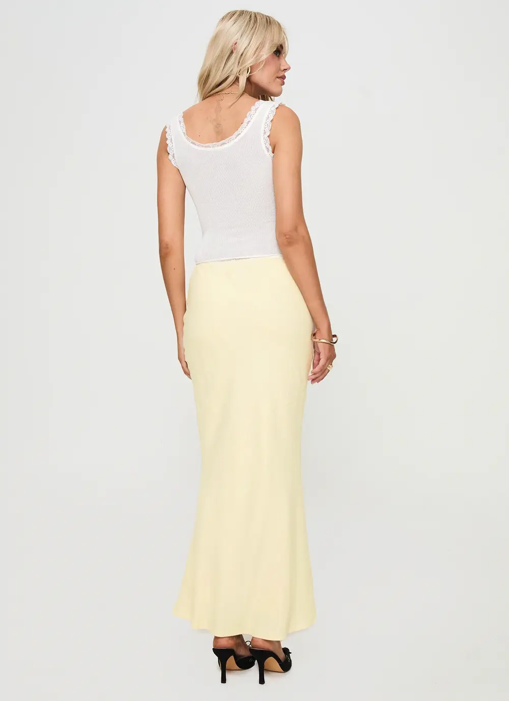 Mercer Linen Blend Maxi Skirt Lemon