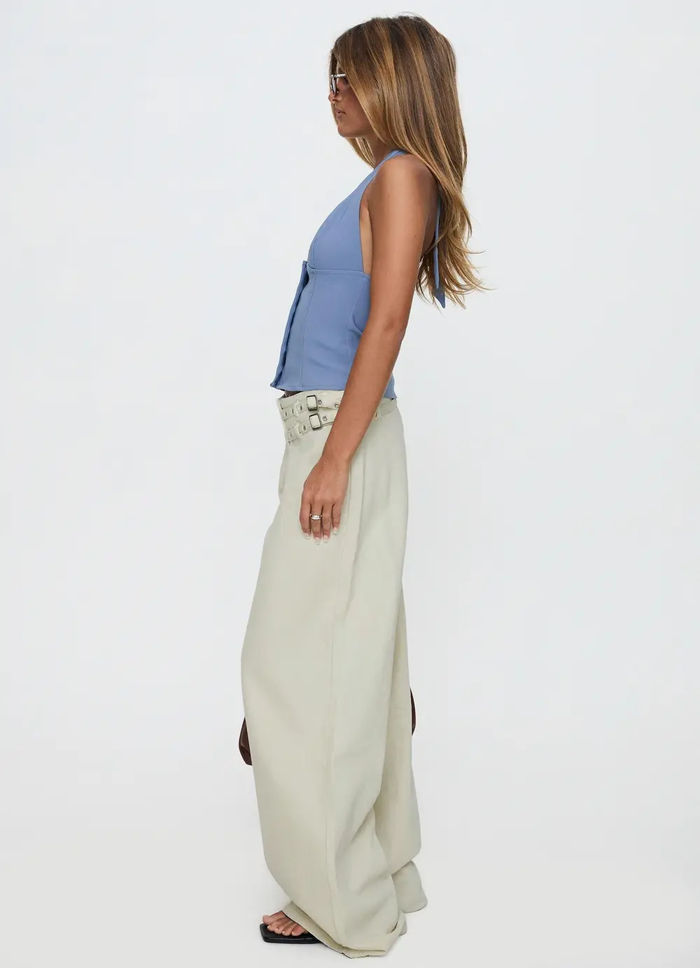 Paltrow Mid Rise Wide Leg Cargo Jeans Cream Petite