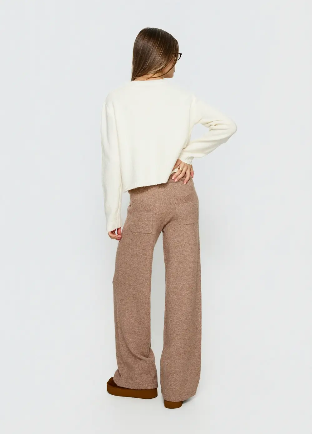 Bekki Wide Leg Knit Pant Mocha