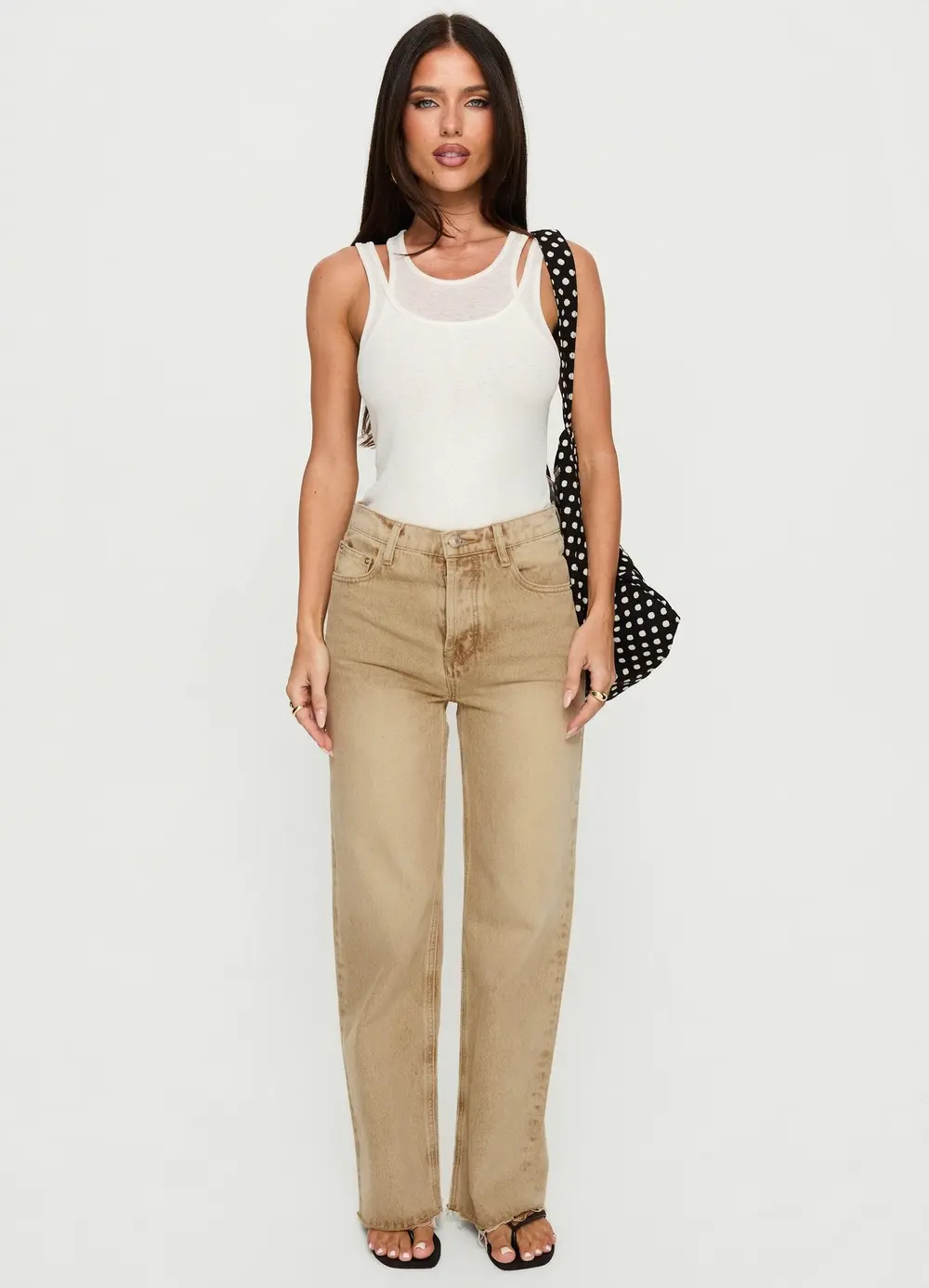 Fawcett High Rise Straight Leg Jeans Tan