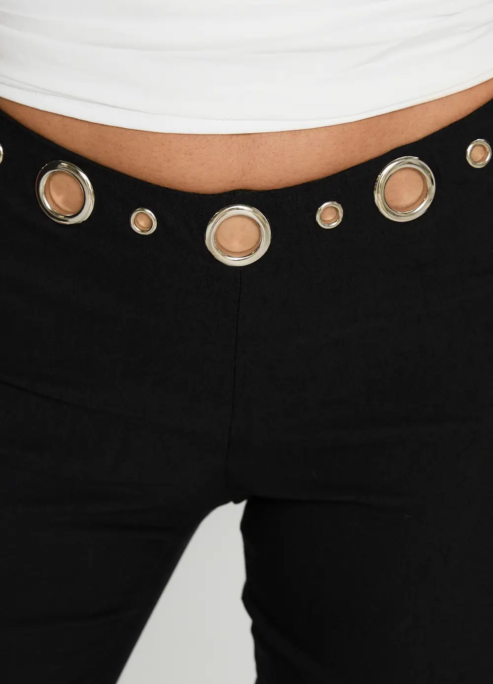 True Grit Eyelet Flare Pants Black