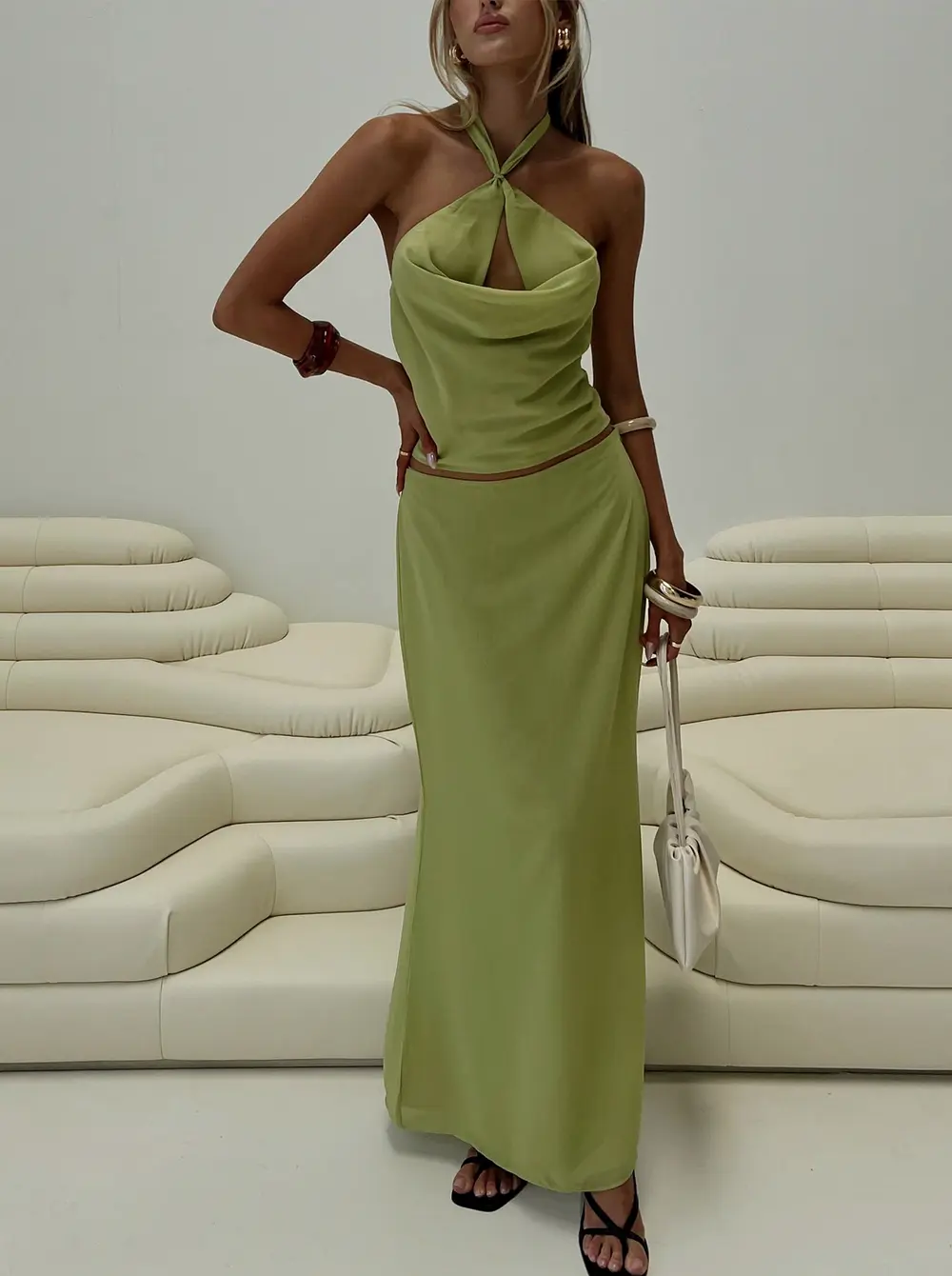 Eleganza Maxi Skirt Green