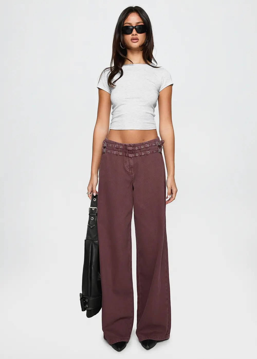 Baccarat Mid Rise Wide Leg Belted Pant Chocolate