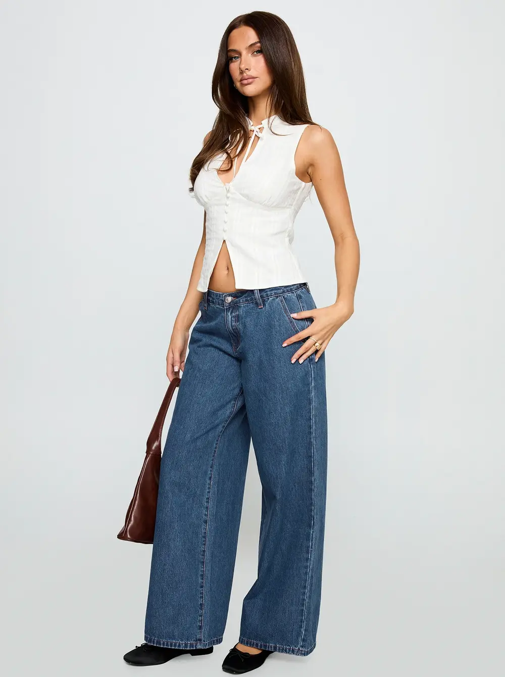 Hyde Low Rise Wide Leg Jeans Mid Blue