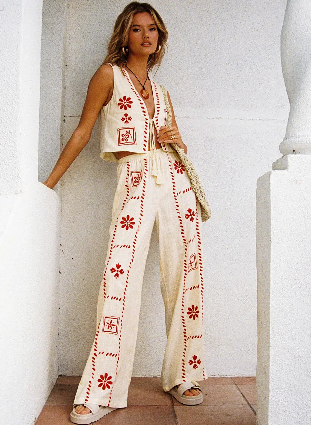 Grazia Pants Cream / Red