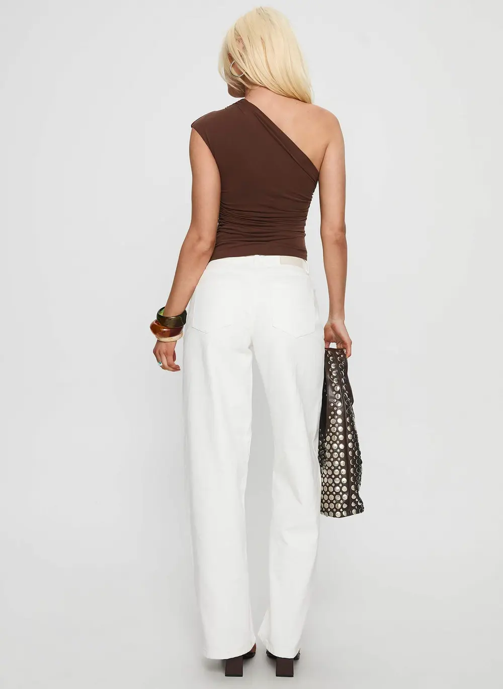 Taji Mid Rise Wide Leg Jeans White