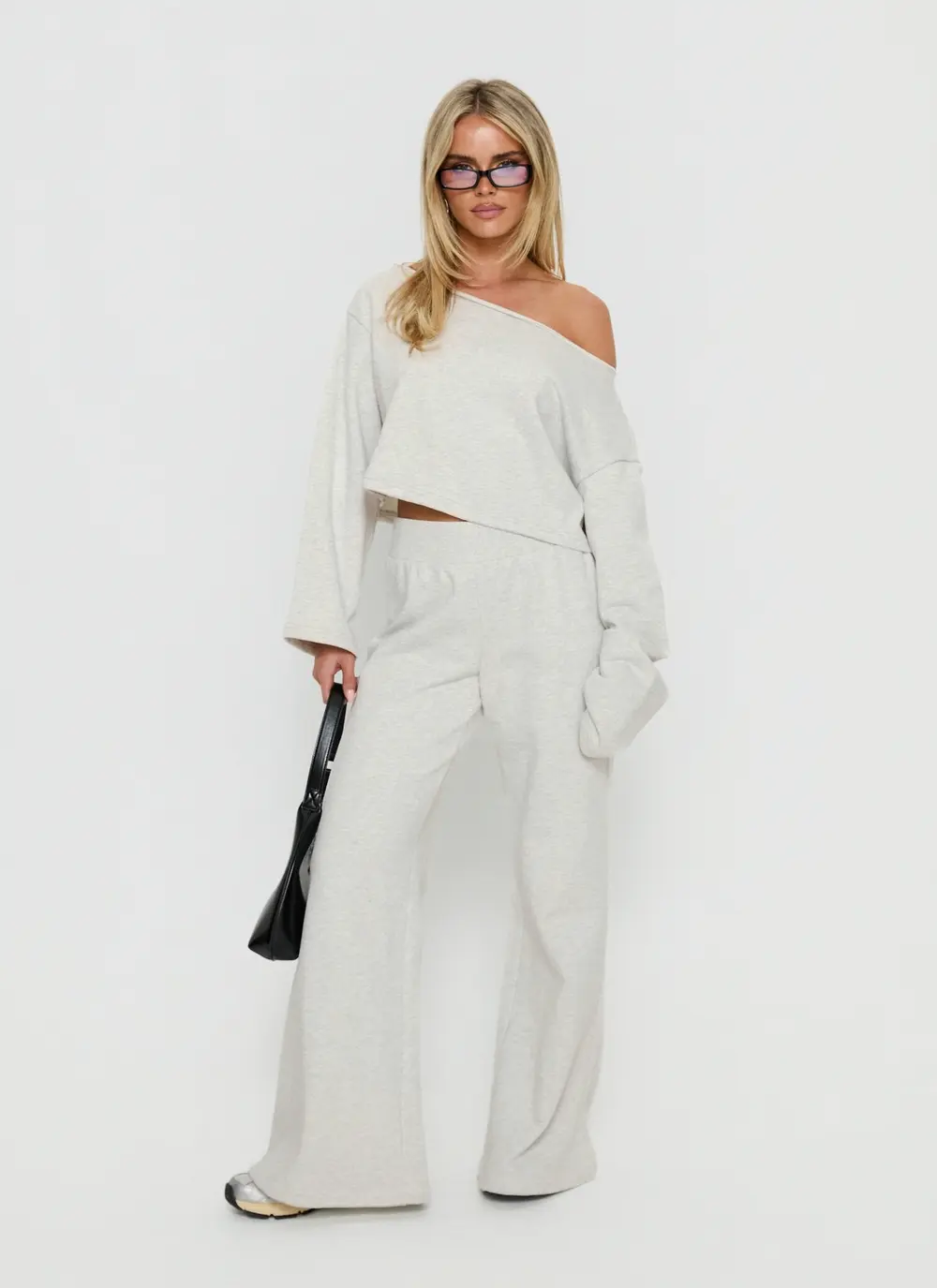 Retreat Raw Edge Off Shoulder Jumper Snow Marle