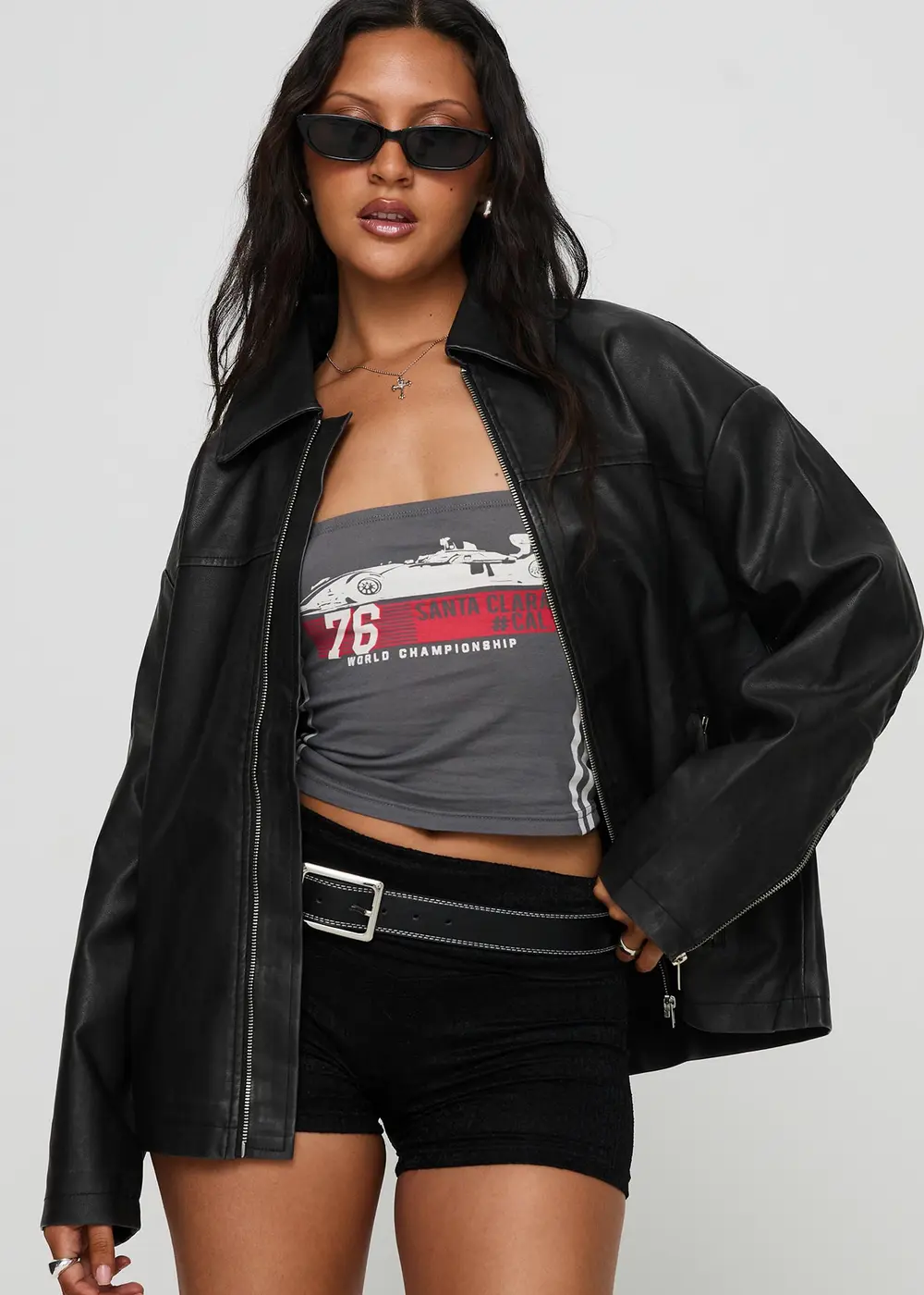 Napoleon Faux Leather Jacket Black