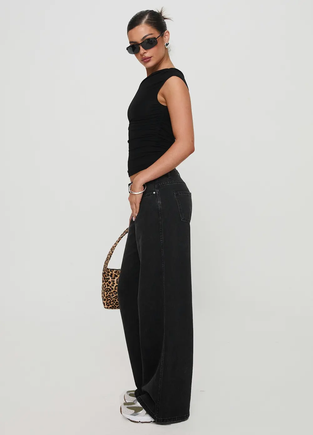 Ramos Low Rise Denim Jeans Washed Black