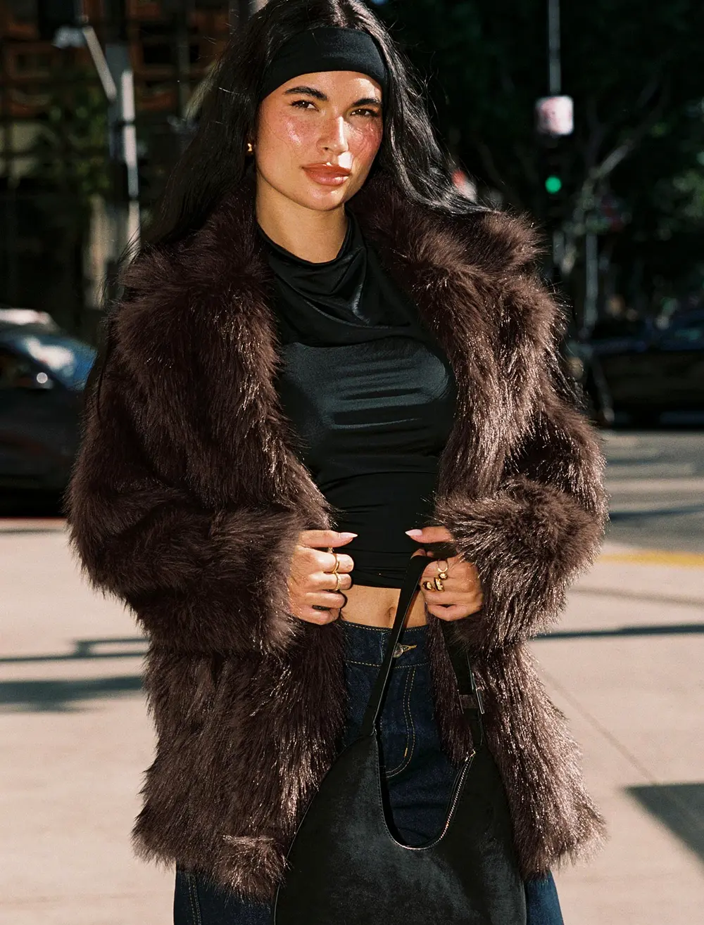 Super Trouper Faux Fur Jacket Brown