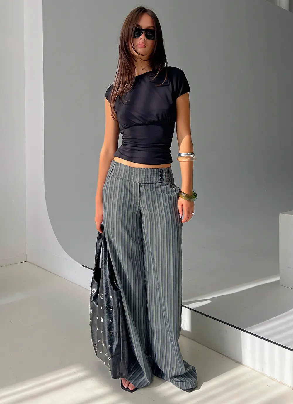 Cedars Low Rise Pant Grey Stripe